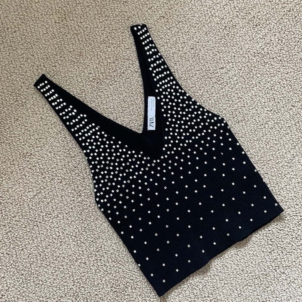 Zara Embellished Knit Tank